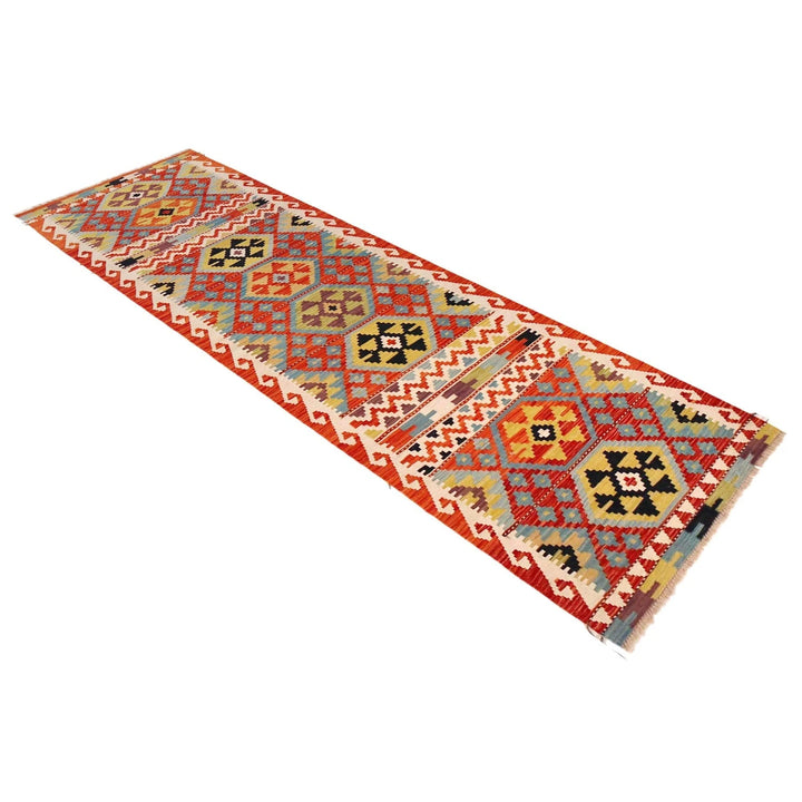 Afghan Vegetable Kilim Rug 2' 10" x 9' 9" Flat-Weave | No. AL25564