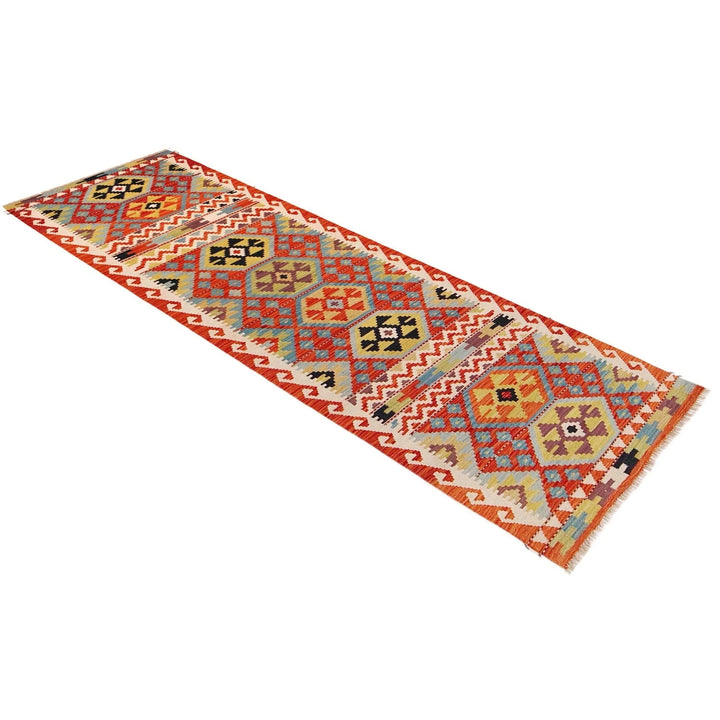 Afghan Vegetable Kilim Rug 2' 10" x 9' 9" Flat-Weave | No. AL25564