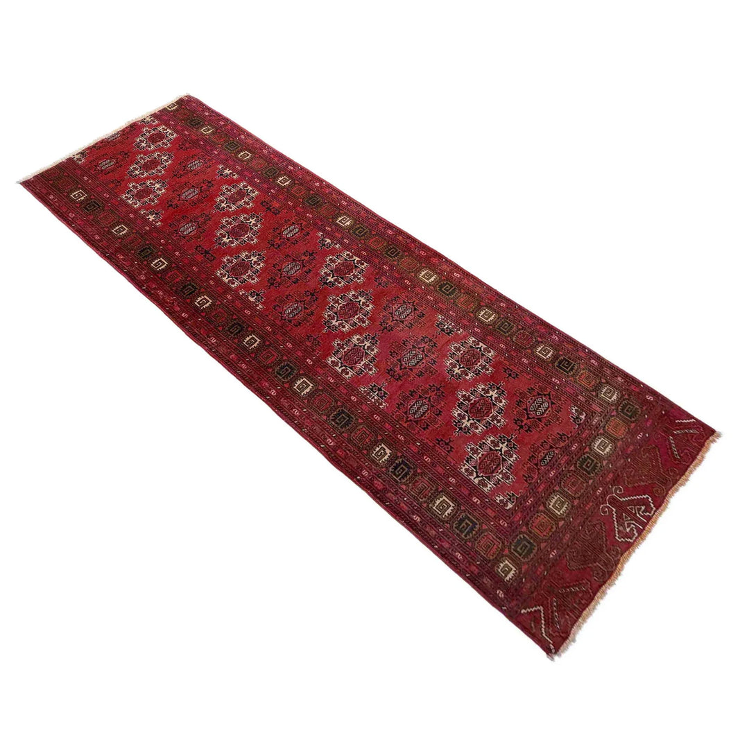 Red Afghan Khoja Roshnai Runner Rug 2' 5" x 7' 10" Hand-Knotted | No. AL25571