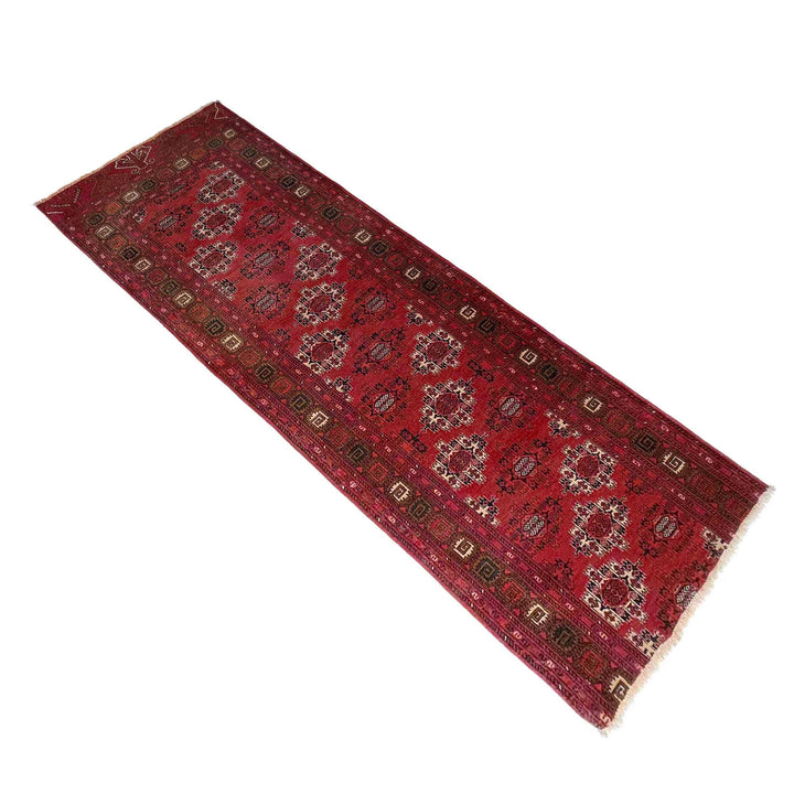 Red Afghan Khoja Roshnai Runner Rug 2' 5" x 7' 10" Hand-Knotted | No. AL25571