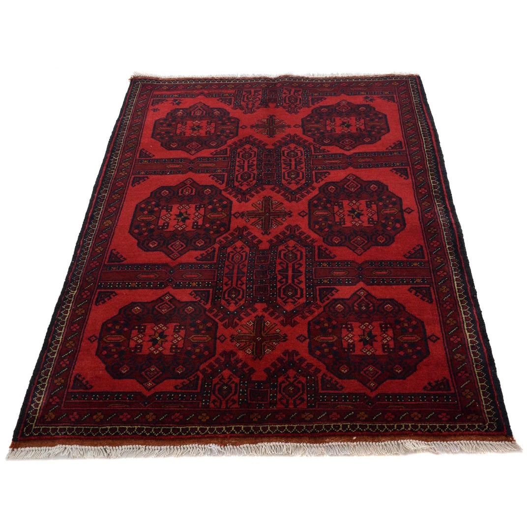Red Afghan Khal Mohammadi Rug 3' 5" x 5' 1" Hand-Knotted | No. AL25600