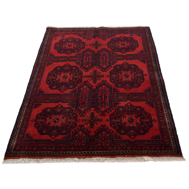 Red Afghan Khal Mohammadi Rug 3' 5" x 5' 1" Hand-Knotted | No. AL25600
