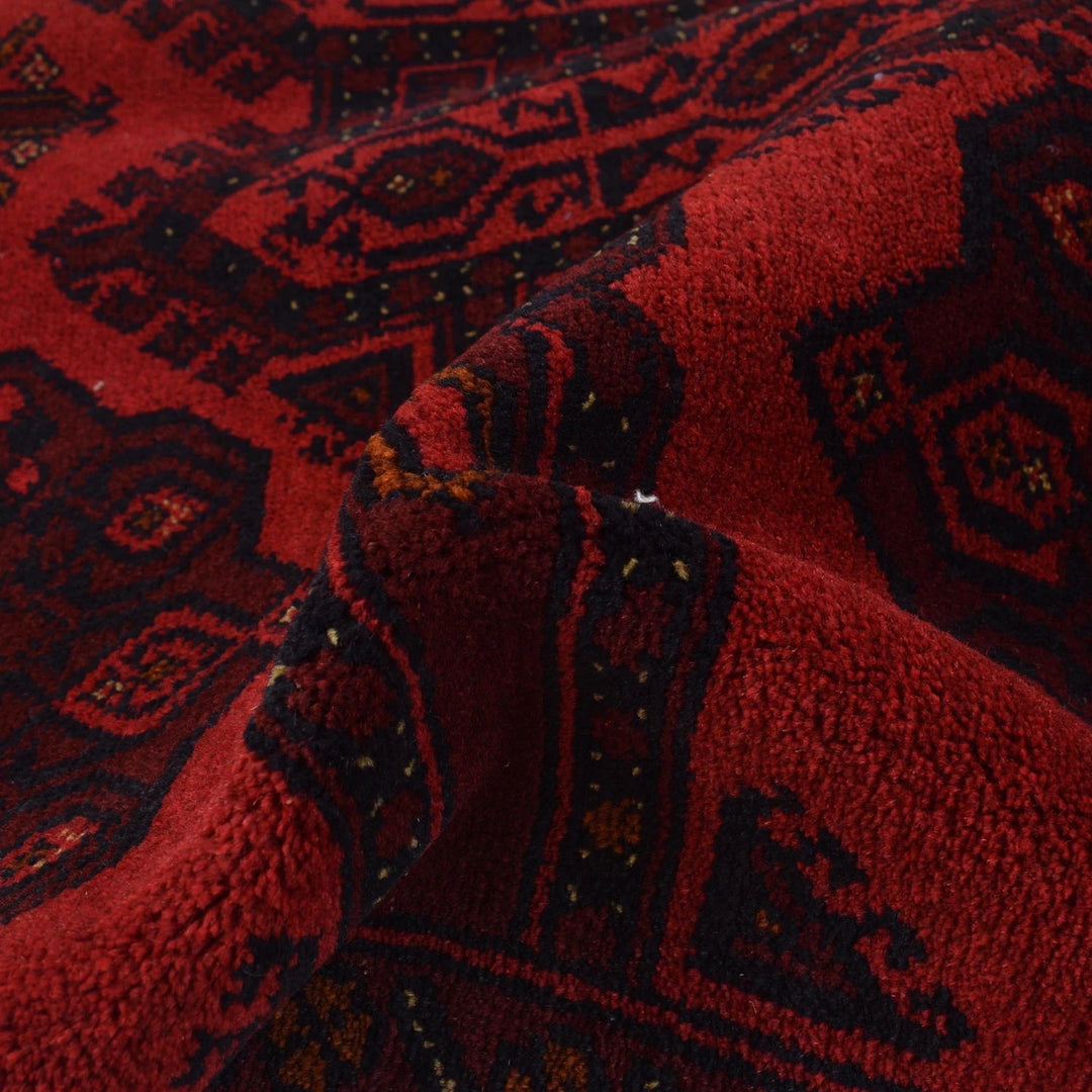 Red Afghan Khal Mohammadi Rug 3' 5" x 5' 1" Hand-Knotted | No. AL25600