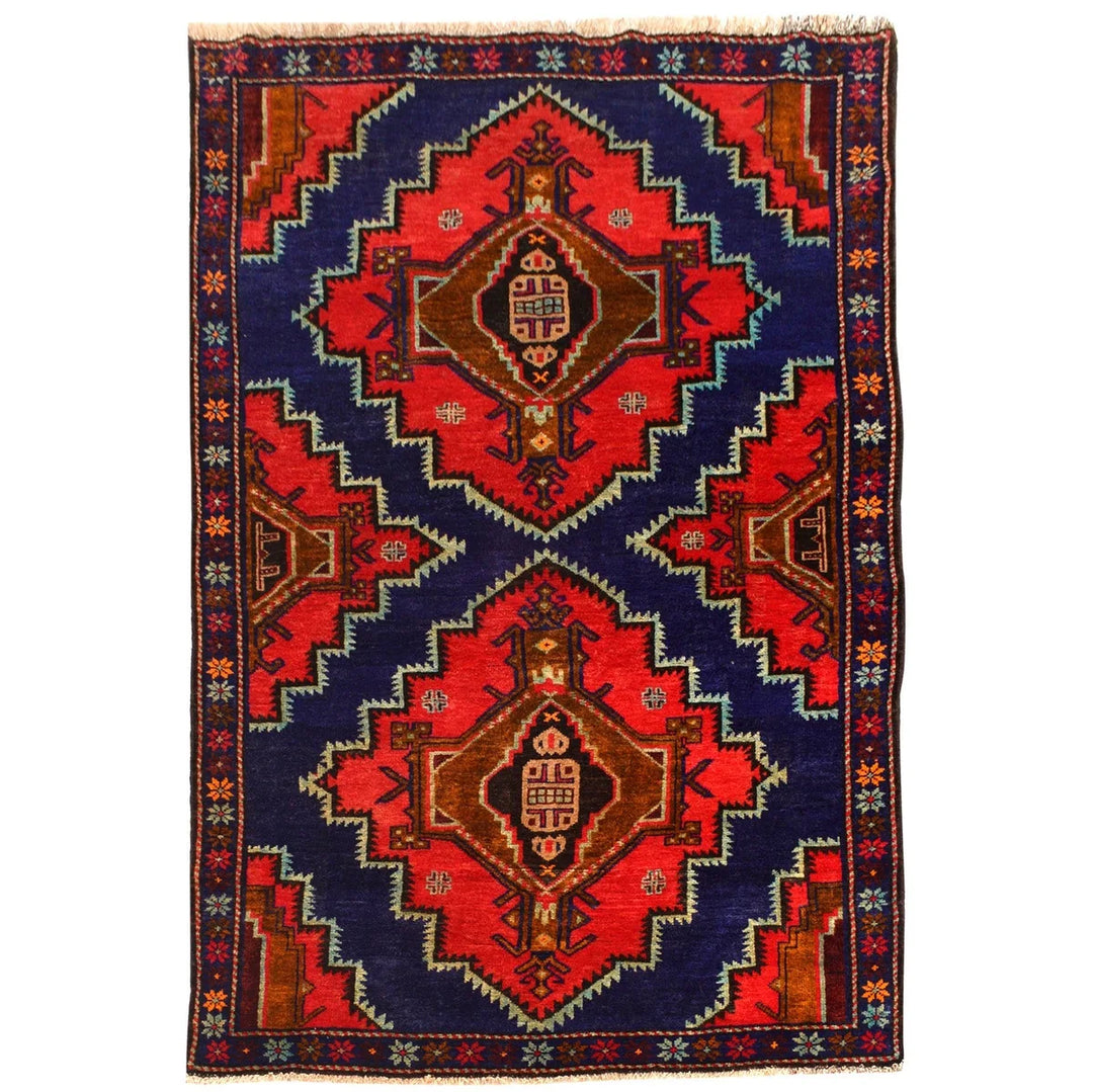 Afghan Baluchi Rug 4' 1" x 6' 6" Hand-Knotted | No. AL25675