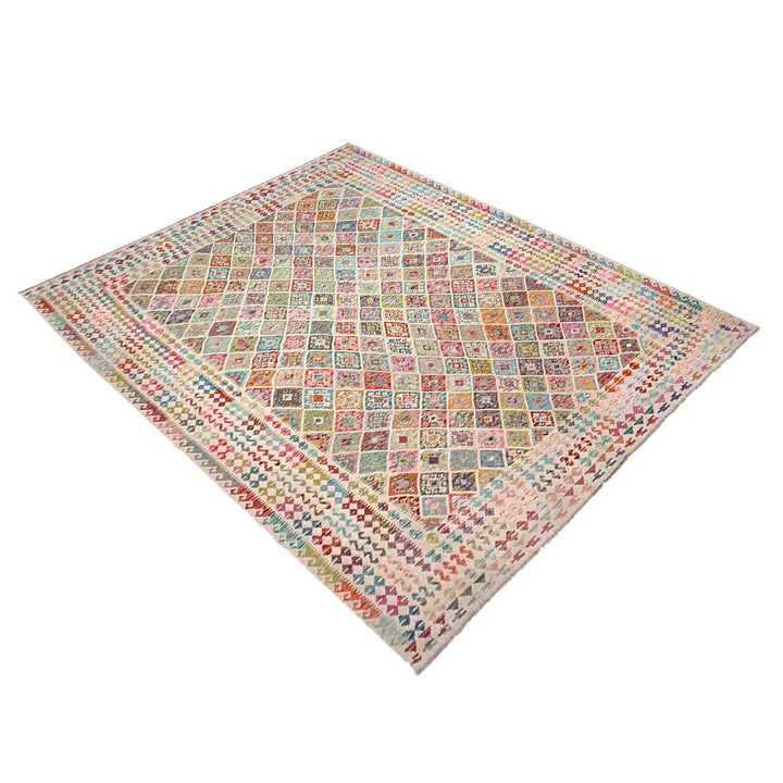 Afghan Vegetable Kilim Rug 10'7" x 13'0" Flat-Weave | No. AL257112