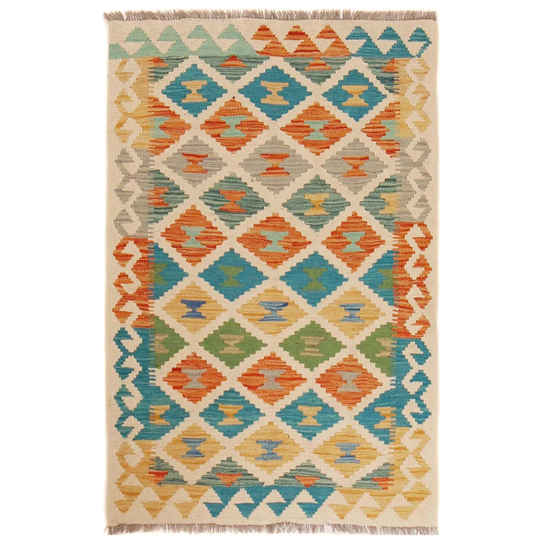 Afghan Kilim Rug 2' 6" x 3' 11" Flat-Weave | No. AL25722