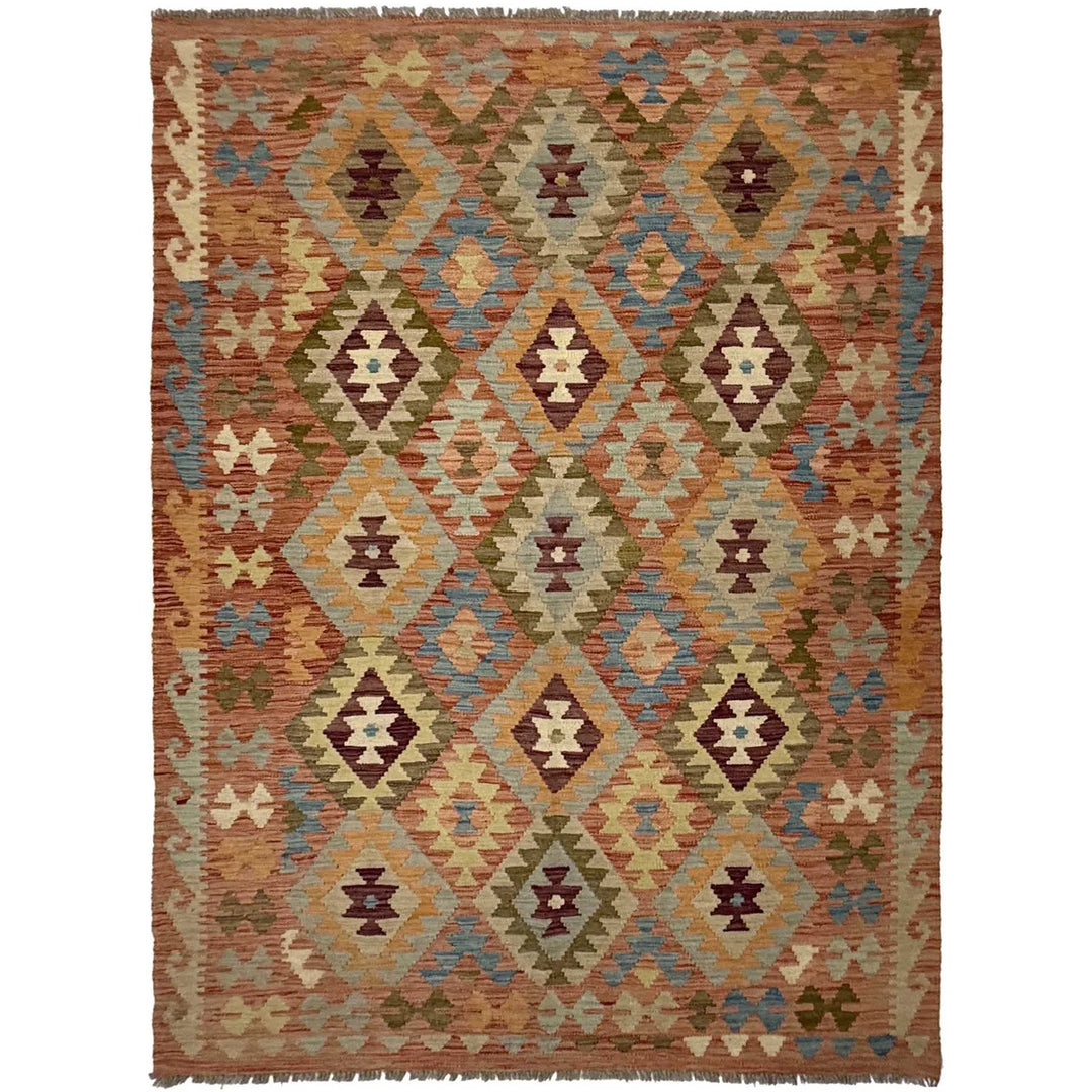 Afghan Kilim Rug 4' 5" x 6' 7" Flat-Weave | No. AL25731