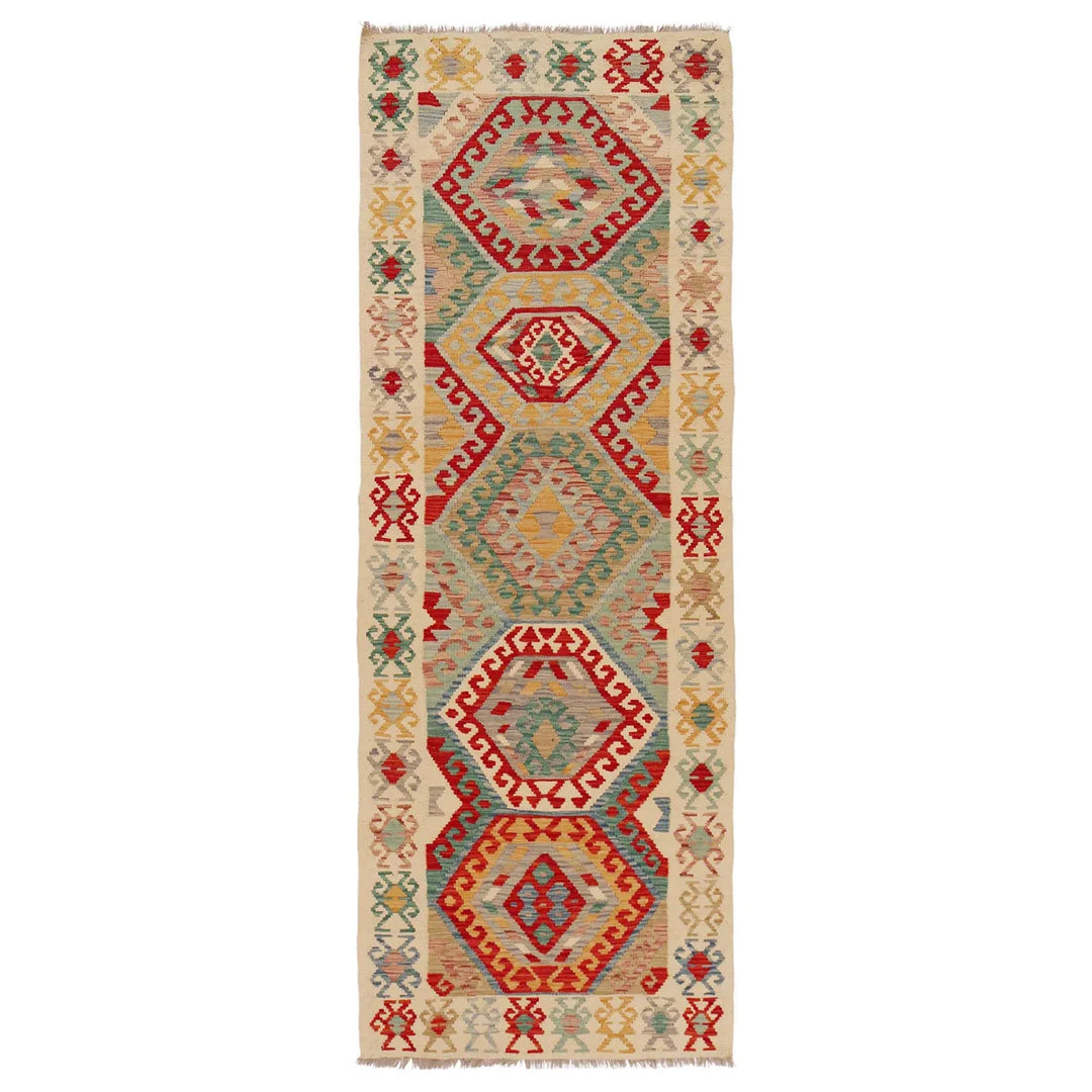 Afghan Kilim Runner 3' 2" x 9' 4" Flat-Weave | No. AL25800