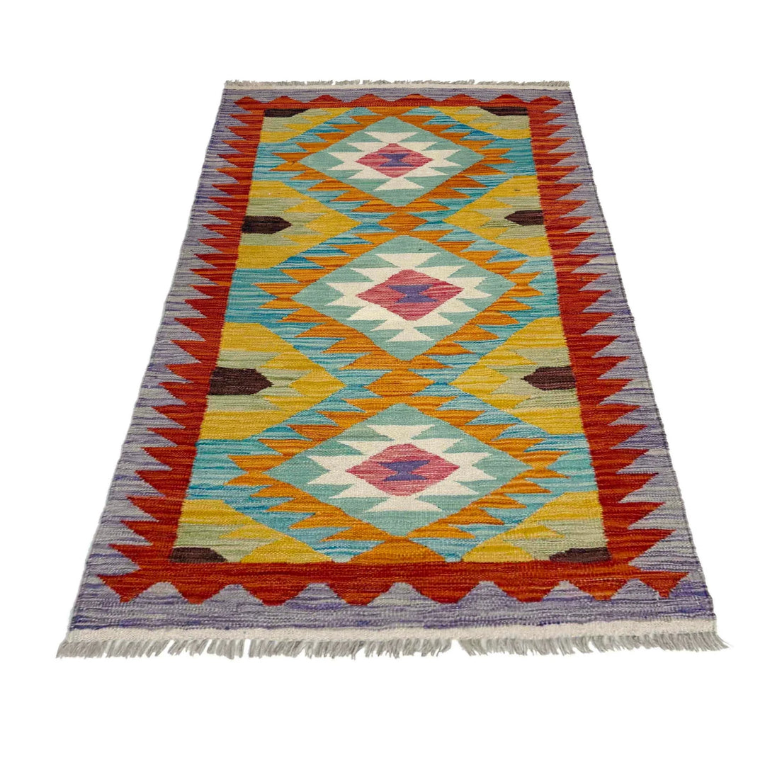 Afghan Vegetable Kilim Rug 2' 6" x 4' 3" Flat-Weave | No. AL258247