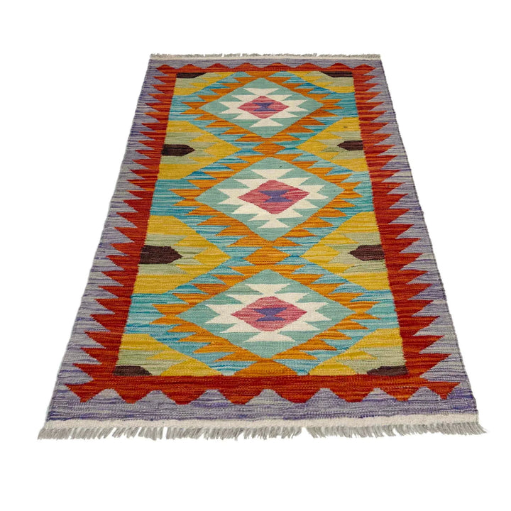 Afghan Vegetable Kilim Rug 2' 6" x 4' 3" Flat-Weave | No. AL258247