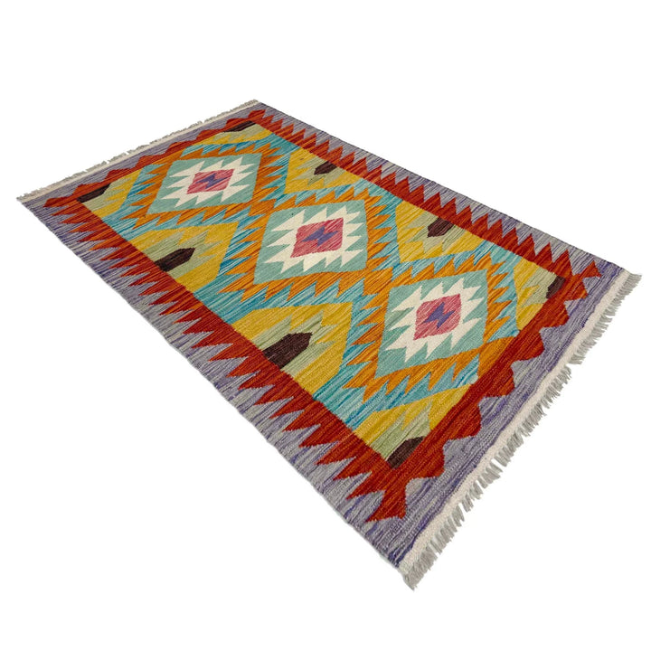 Afghan Vegetable Kilim Rug 2' 6" x 4' 3" Flat-Weave | No. AL258247