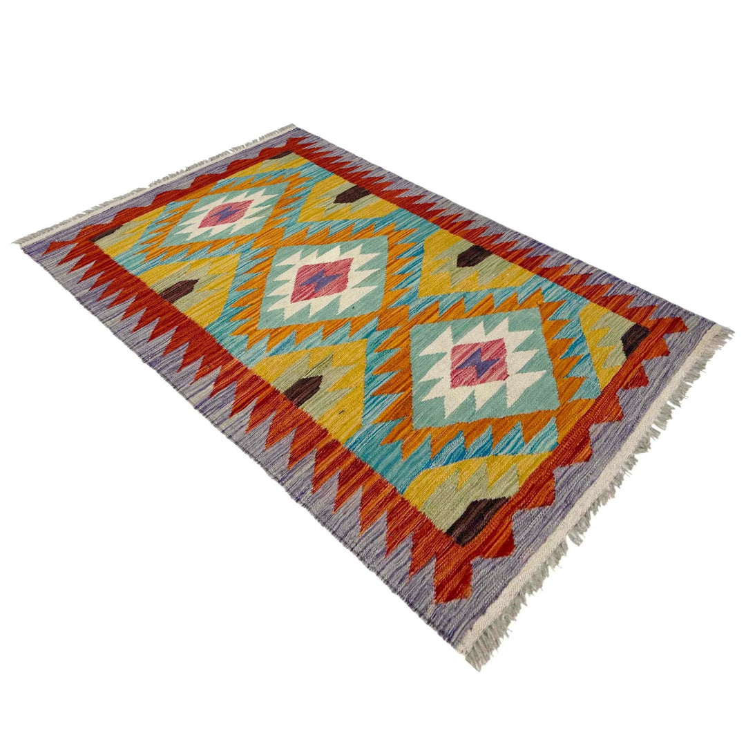 Afghan Vegetable Kilim Rug 2' 6" x 4' 3" Flat-Weave | No. AL258247