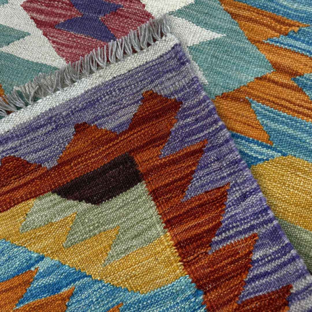 Afghan Vegetable Kilim Rug 2' 6" x 4' 3" Flat-Weave | No. AL258247