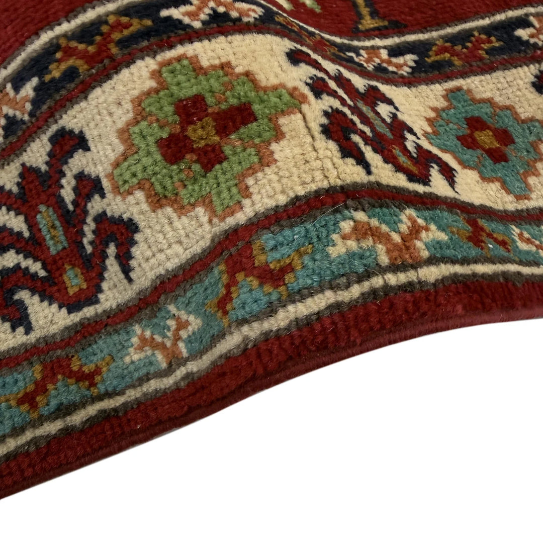 Red Afghan Kazak Rug 2'7" x 4'3" Hand-Knotted | No. AL258780