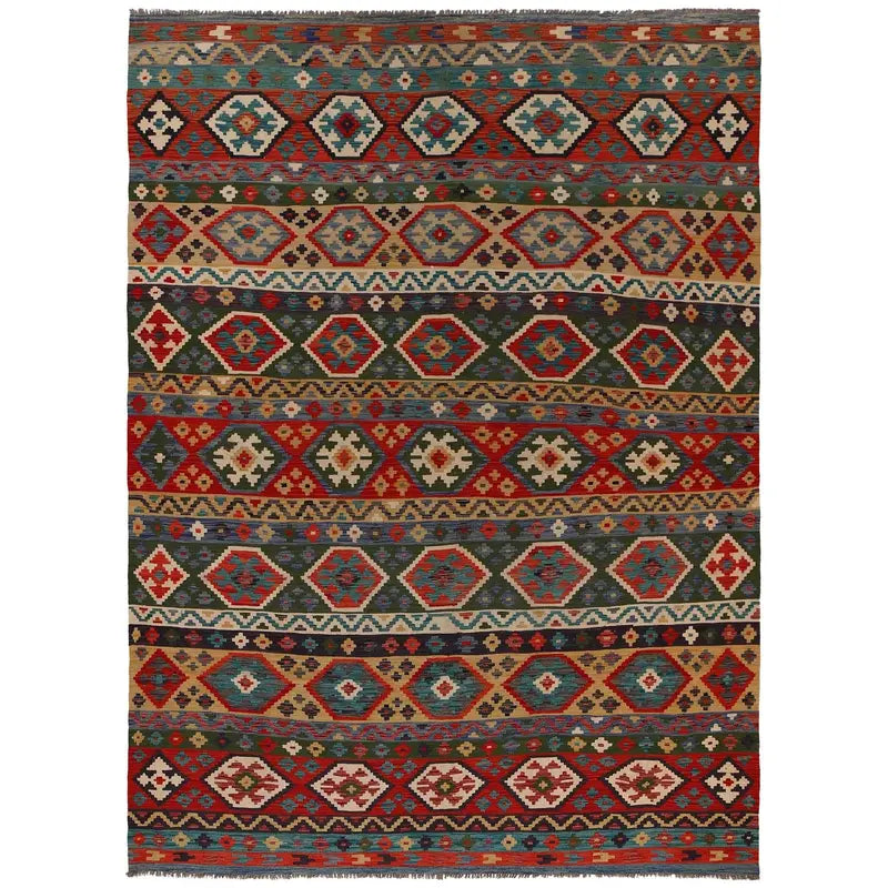 Afghan Kilim Rug 8' 2" x 11' 5" Flat-Weave | No. AL25892