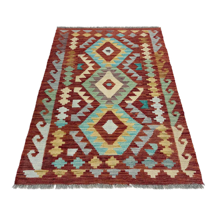 Afghan Vegetable Kilim Rug 2' 5" x 4' 0" Flat-Weave | No. AL259065