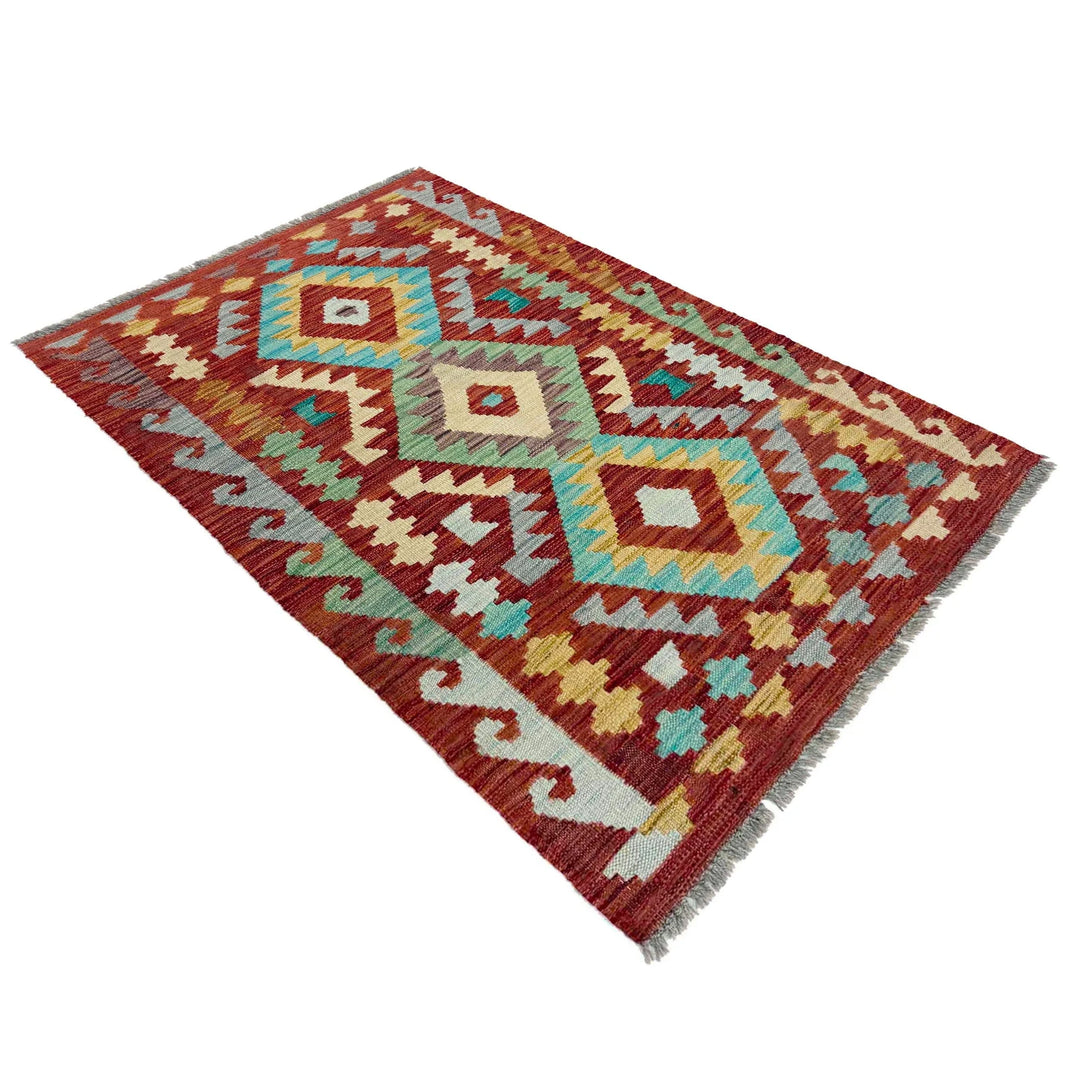 Afghan Vegetable Kilim Rug 2' 5" x 4' 0" Flat-Weave | No. AL259065