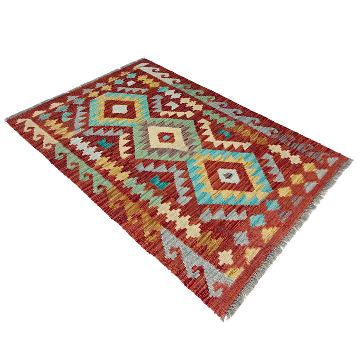 Afghan Vegetable Kilim Rug 2' 5" x 4' 0" Flat-Weave | No. AL259065