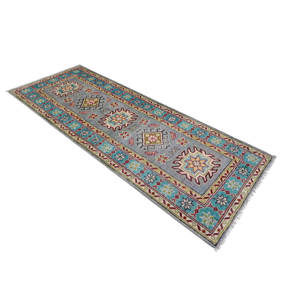 Gray Afghan Kazak Rug 1' 11" x 5' 7" Hand-Knotted | No. AL25939