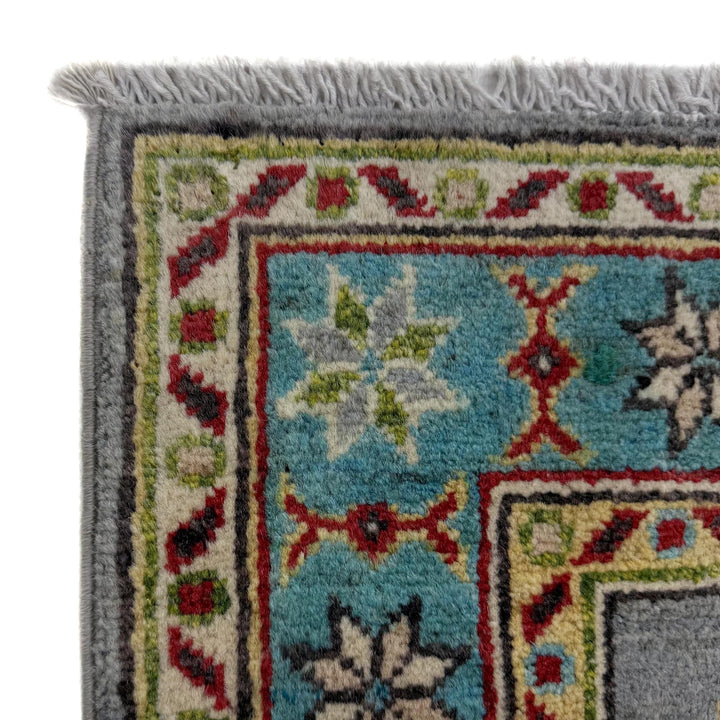 Gray Afghan Kazak Rug 1' 11" x 5' 7" Hand-Knotted | No. AL25939