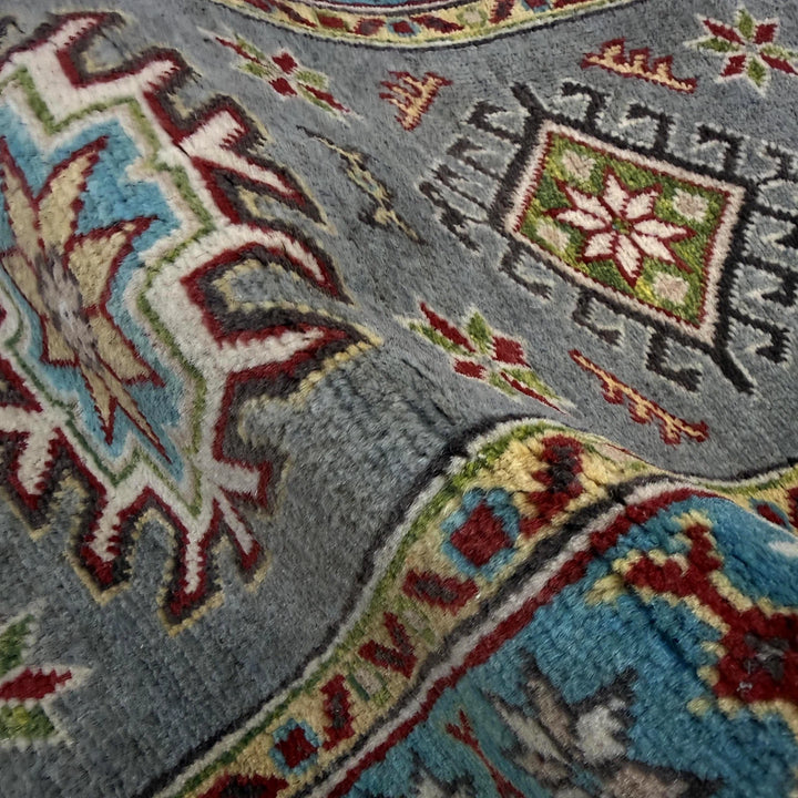 Gray Afghan Kazak Rug 1' 11" x 5' 7" Hand-Knotted | No. AL25939