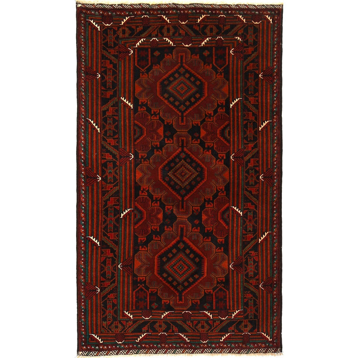 Afghan Baluchi Rug 3' 10" x 6' 8" Hand-Knotted | No. AL26011