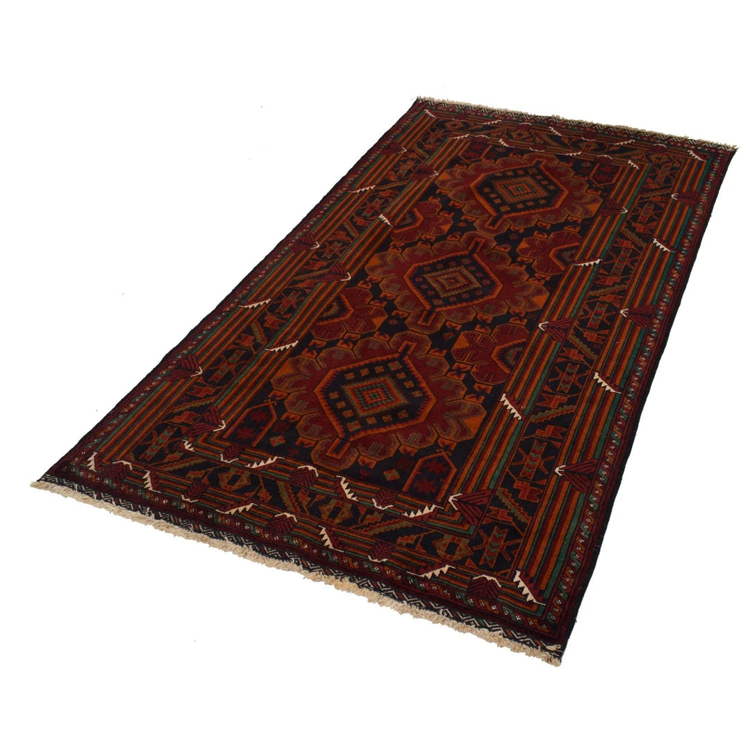 Afghan Baluchi Rug 3' 10" x 6' 8" Hand-Knotted | No. AL26011