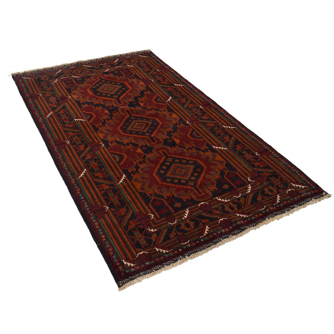 Afghan Baluchi Rug 3' 10" x 6' 8" Hand-Knotted | No. AL26011
