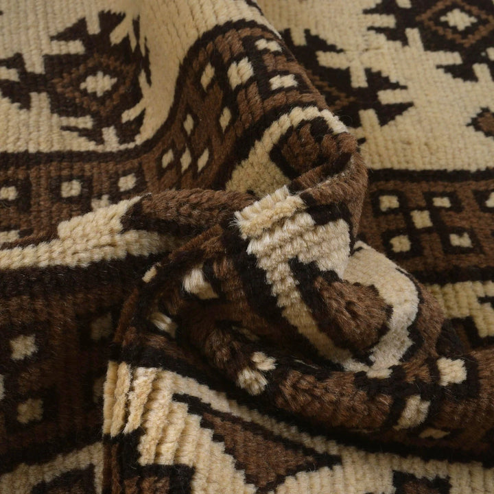 Ivory Afghan Baluchi Rug 5' 11" x 8' 11" Hand-Knotted | No. AL26044