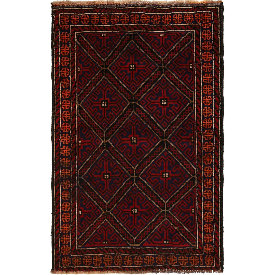 Afghan Baluchi Rug 2' 11" x 4' 2" Hand-Knotted | No. AL26075