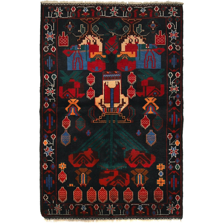 Afghan Baluchi Rug 3' 0" x 4' 9" Hand-Knotted | No. AL26084