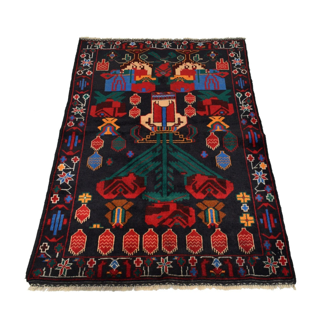 Afghan Baluchi Rug 3' 0" x 4' 9" Hand-Knotted | No. AL26084