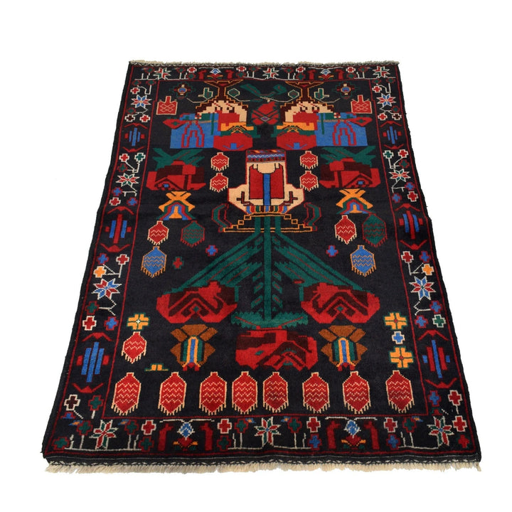 Afghan Baluchi Rug 3' 0" x 4' 9" Hand-Knotted | No. AL26084