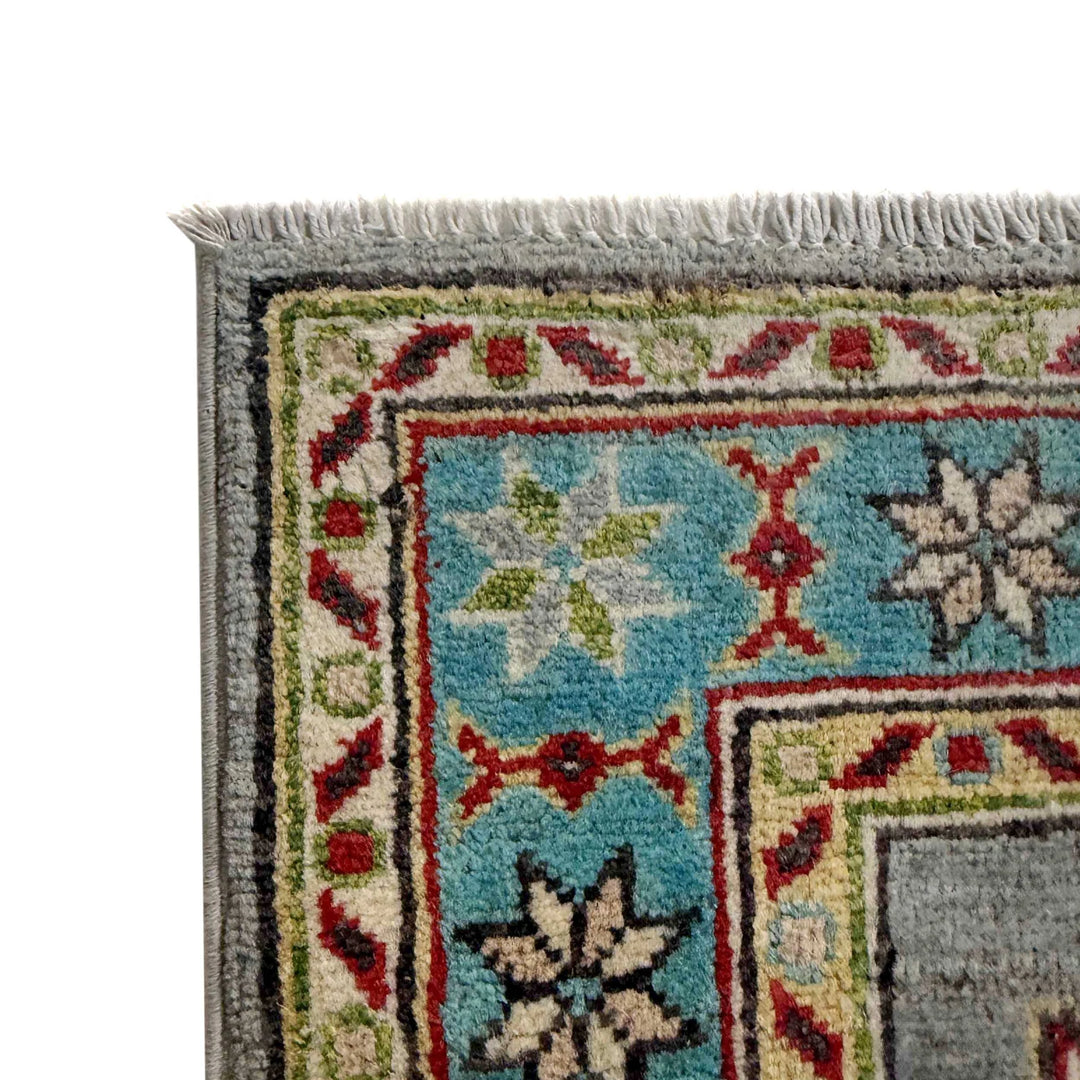 Gray Afghan Kazak Rug 2' 0" x 5' 6" Hand-Knotted | No. AL26148