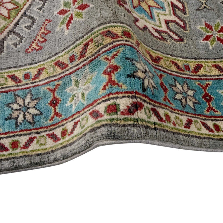 Gray Afghan Kazak Rug 2' 0" x 5' 6" Hand-Knotted | No. AL26148