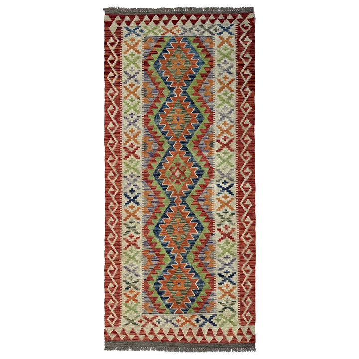 Afghan Vegetable Kilim Rug 3' 0" x 6' 10" Flat-Weave | No. AL26175
