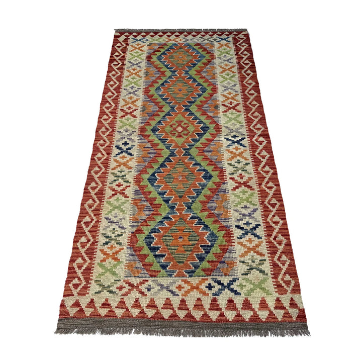 Afghan Vegetable Kilim Rug 3' 0" x 6' 10" Flat-Weave | No. AL26175
