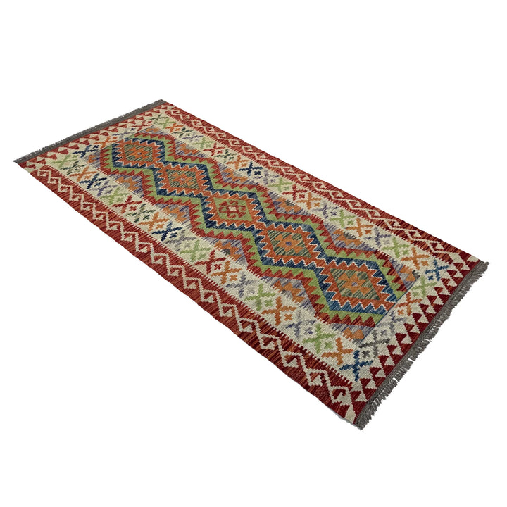 Afghan Vegetable Kilim Rug 3' 0" x 6' 10" Flat-Weave | No. AL26175