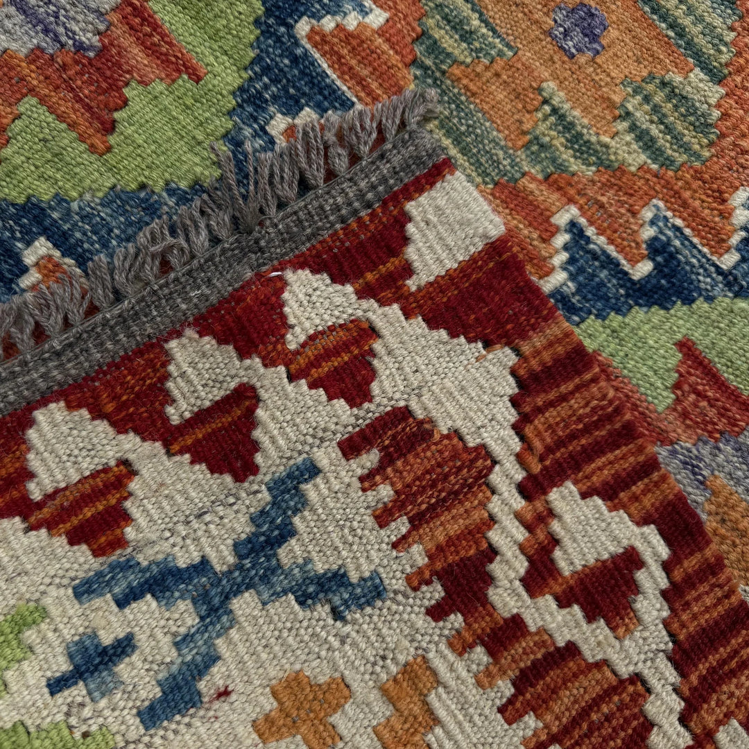 Afghan Vegetable Kilim Rug 3' 0" x 6' 10" Flat-Weave | No. AL26175