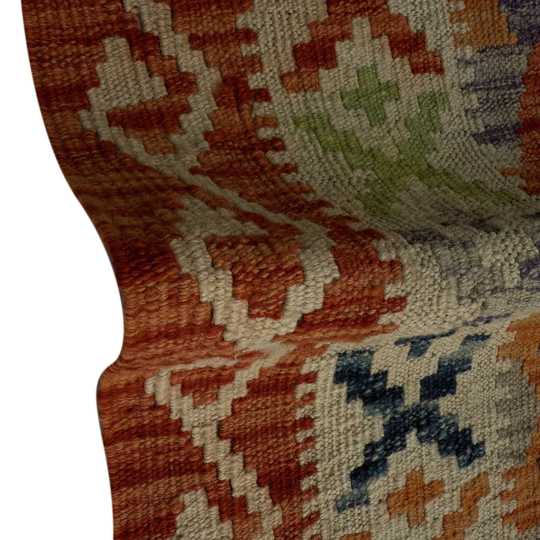 Afghan Vegetable Kilim Rug 3' 0" x 6' 10" Flat-Weave | No. AL26175