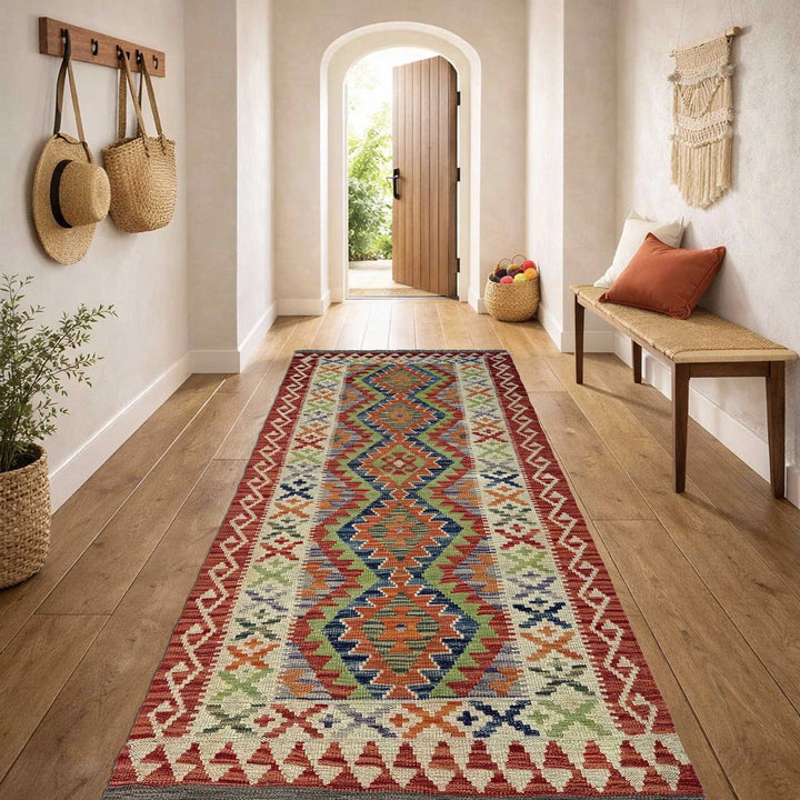Afghan Vegetable Kilim Rug 3' 0" x 6' 10" Flat-Weave | No. AL26175