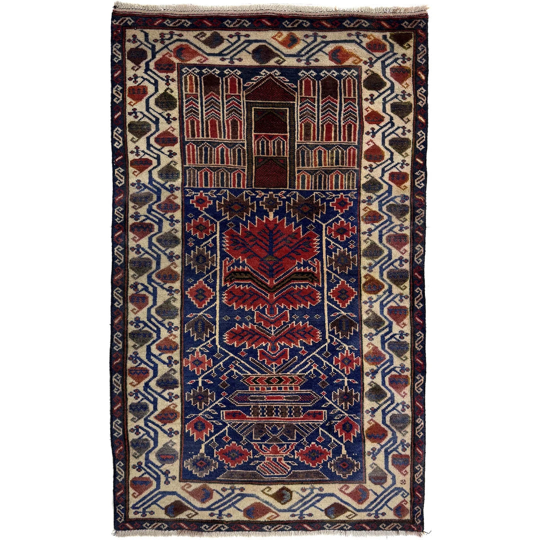 Multicolor Afghan Prayer Rug Rug 2' 7" x 4' 8" Hand-Knotted | No. AL26177
