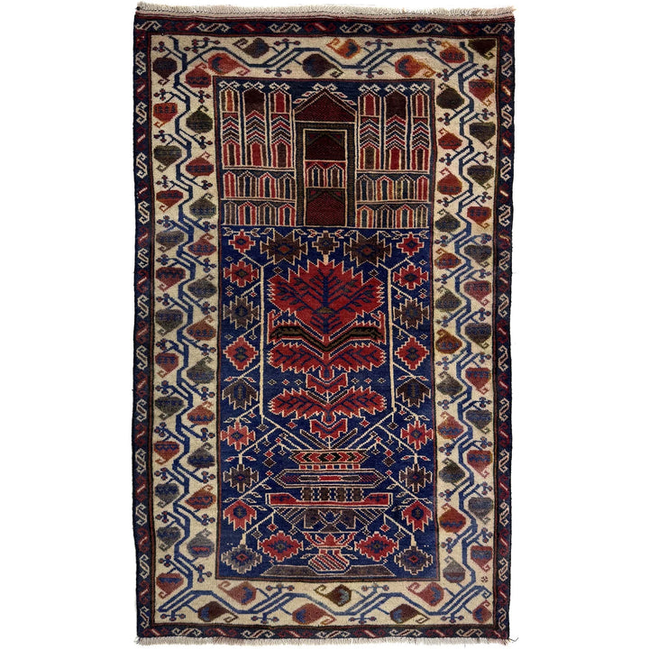 Multicolor Afghan Prayer Rug Rug 2' 7" x 4' 8" Hand-Knotted | No. AL26177
