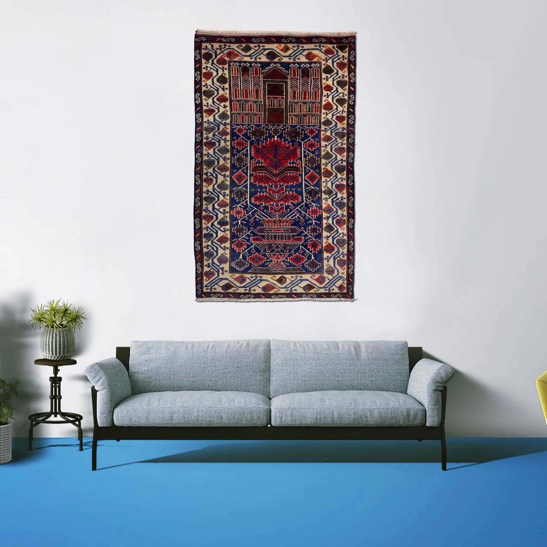 Multicolor Afghan Prayer Rug Rug 2' 7" x 4' 8" Hand-Knotted | No. AL26177