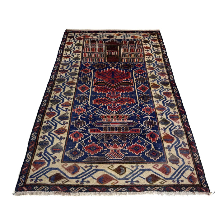 Multicolor Afghan Prayer Rug Rug 2' 7" x 4' 8" Hand-Knotted | No. AL26177