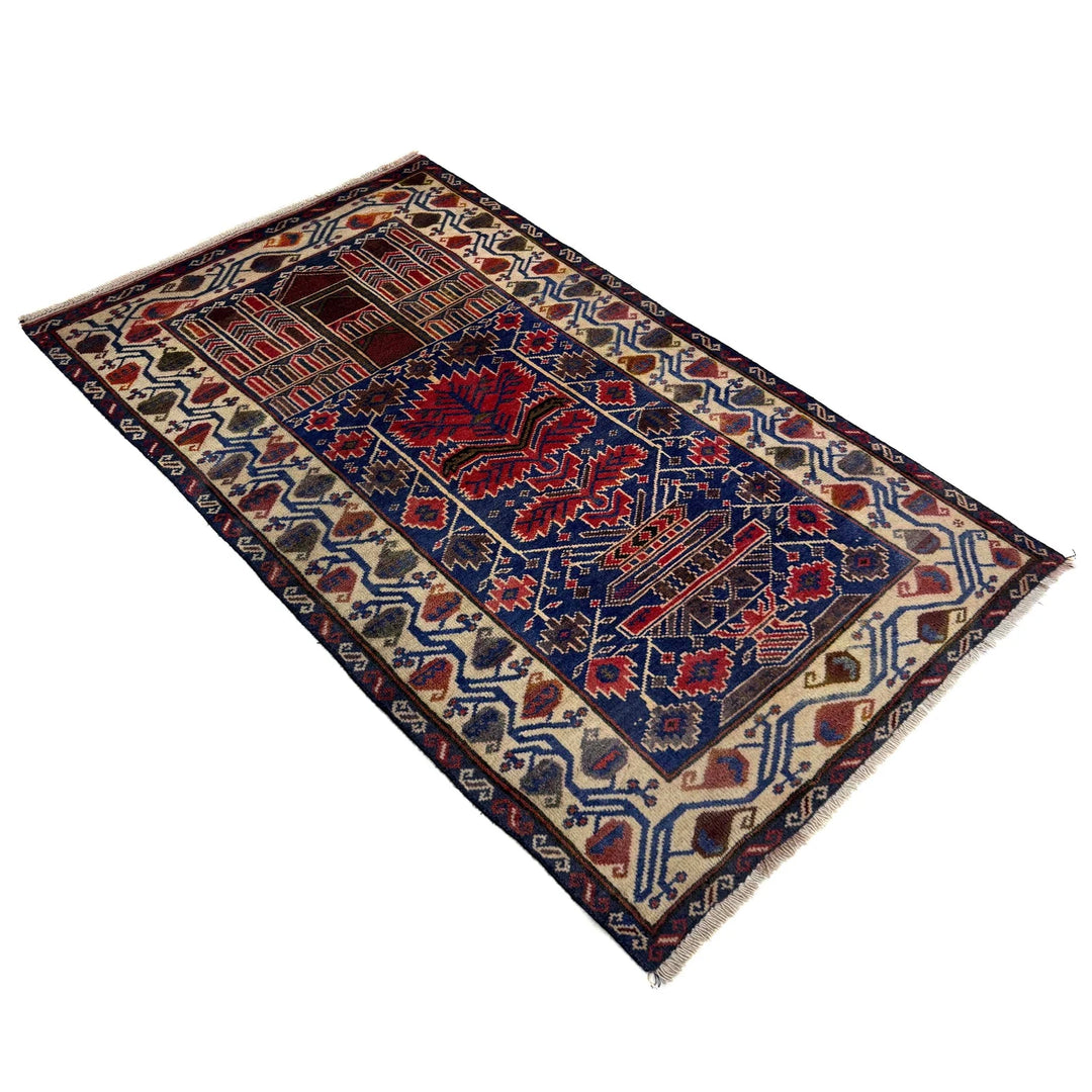 Multicolor Afghan Prayer Rug Rug 2' 7" x 4' 8" Hand-Knotted | No. AL26177