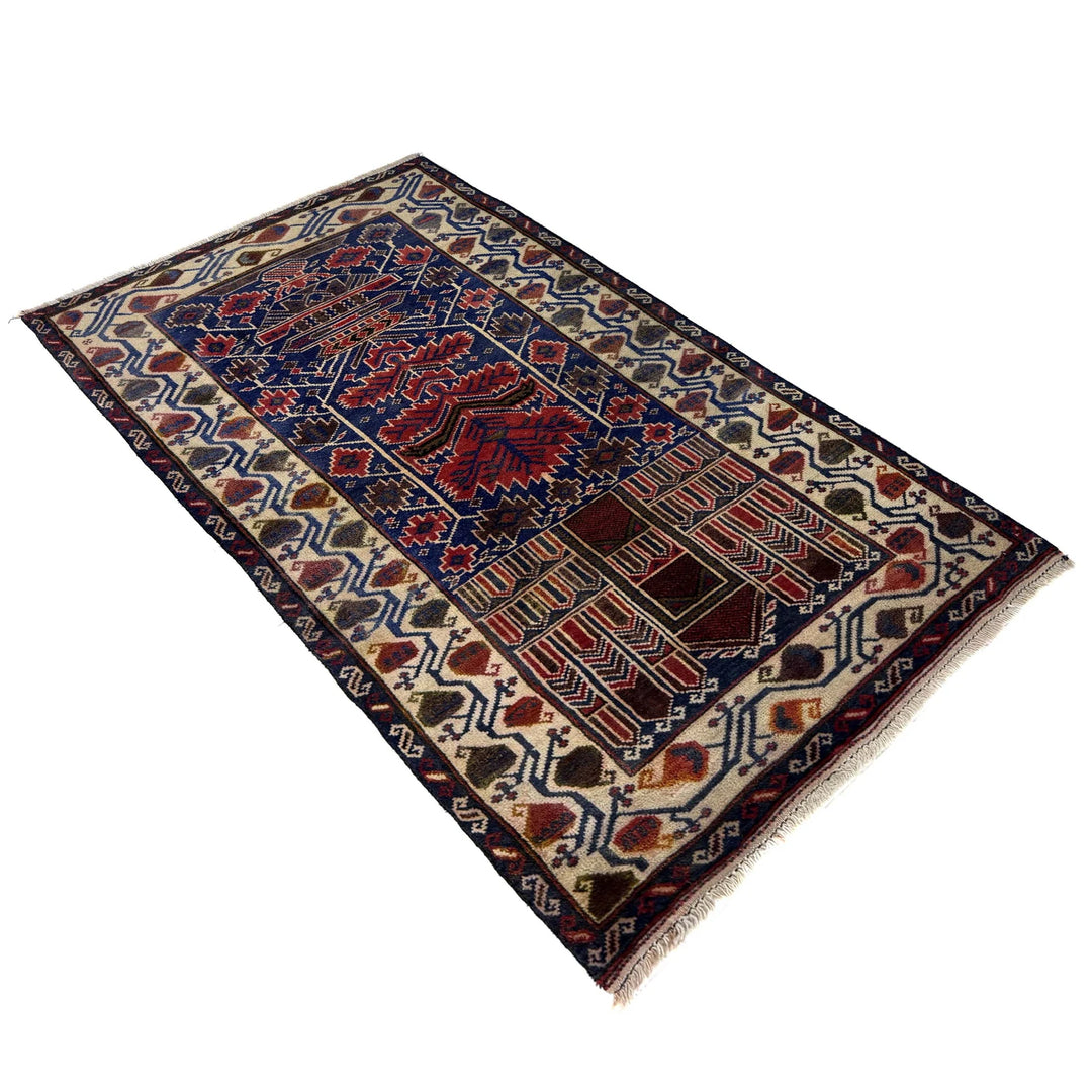 Multicolor Afghan Prayer Rug Rug 2' 7" x 4' 8" Hand-Knotted | No. AL26177