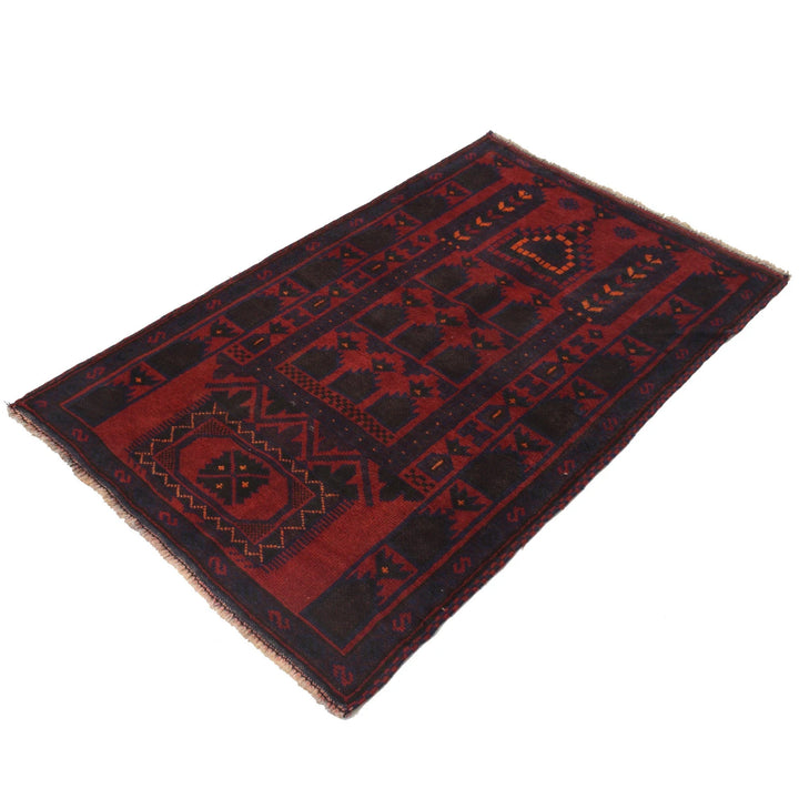 Red Afghan Prayer Rug 2' 10" x 4' 8" Hand-Knotted | No. AL26183