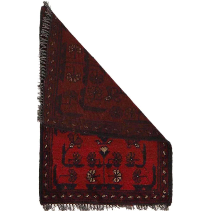Red Afghan Oriental Doormat 1' 4" x 2' 0" Hand-Knotted | No. AL26221