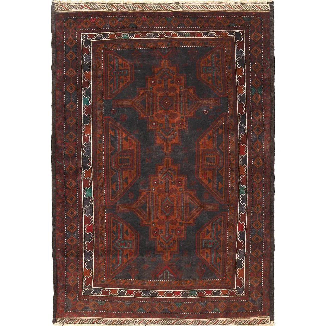 Afghan Baluchi Rug 4' 0" x 6' 1" Hand-Knotted | No. AL26274